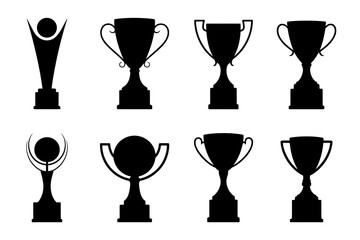 Trophy award silhouette vector design collection