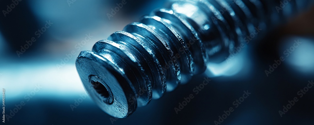 Poster lead screw rod displaying precise threads, ideal for industrial design or engineering projects