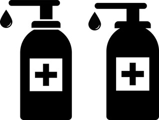 hand sanitizer bottle icon.  washing gel. Disinfection symbol. Disinfection cleaning sanitizer. infections and maintain health. Hand disinfection sign
