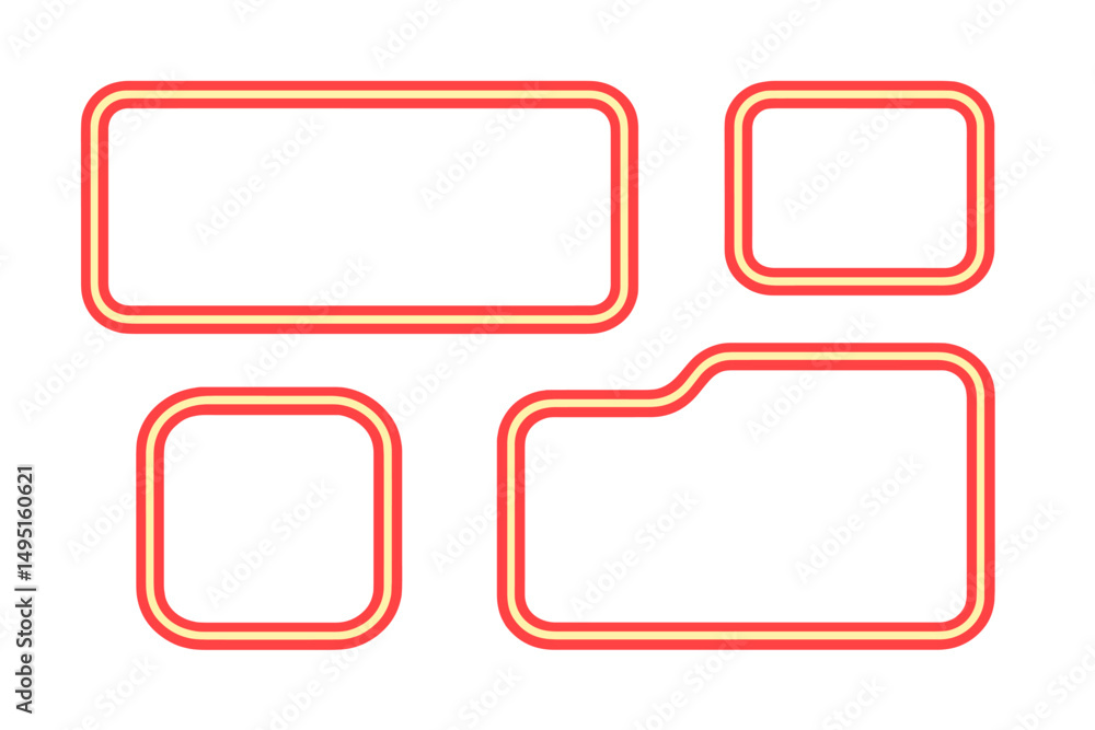 Poster modern vector illustration of diverse shapes with red outlines suitable for various design projects 