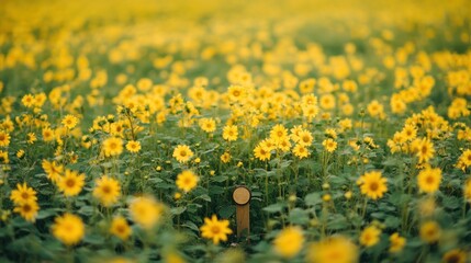 Obraz premium Vibrant yellow wildflowers densely fill a field