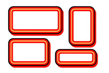 Bright modern vector illustration featuring layered rectangles in bold red and black with a minimalist style