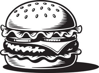 Hamburger icon. Fast food. Linear outline symbol. Black icon on