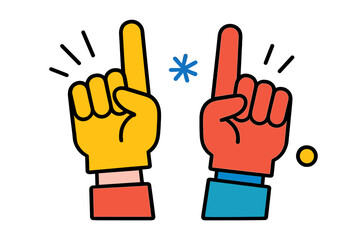 Fototapeta premium Colorful vector illustration of two hands raised in a positive gesture celebrating victory