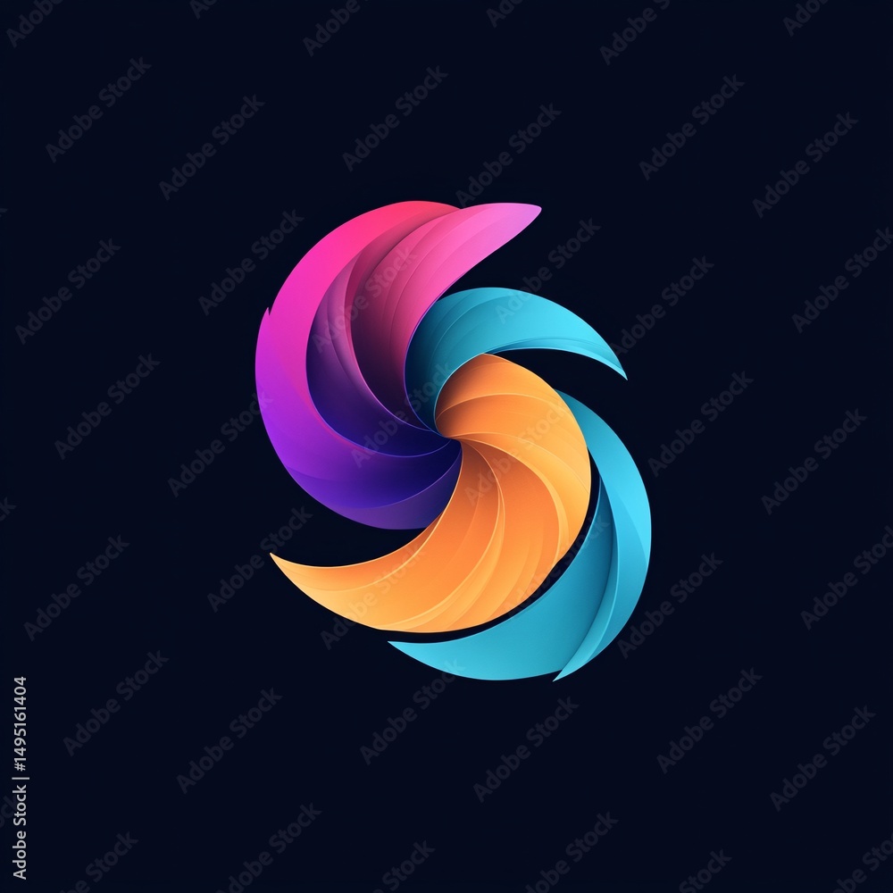 Poster Vibrant and dynamic abstract design creating a stylized letter s, suitable for modern branding