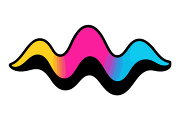 Colorful wave pattern in pink, yellow, and blue on a black background, showcasing modern vector illustration