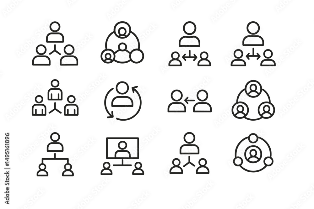 Poster modern vector illustration showcasing teamwork and networking concepts in a professional setting