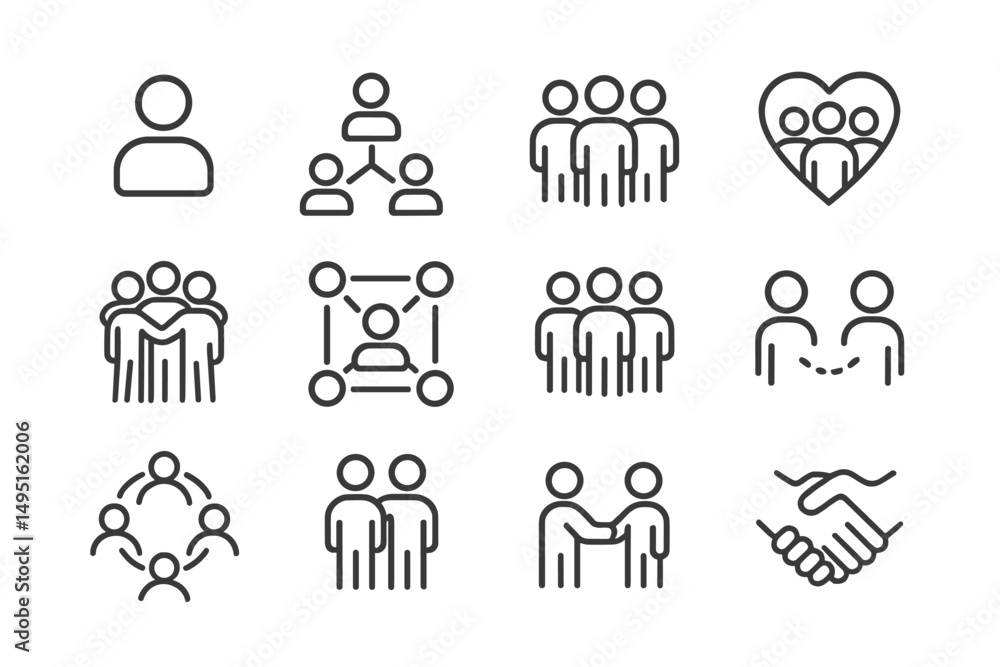 Poster modern vector illustration depicting various social interactions and group dynamics in a community s