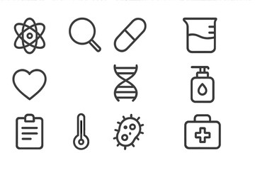 Modern vector illustration showcasing essential elements of science and healthcare related to biology and medicine