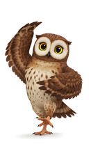 Obraz premium Cheerful cartoon owl strikes a pose
