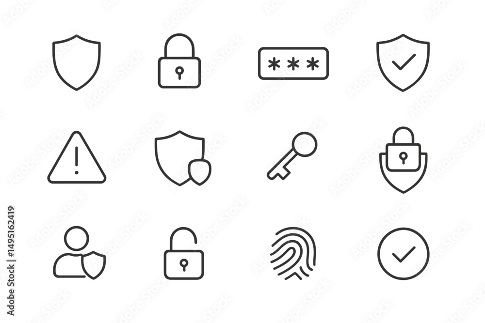 Poster modern vector illustration of security icons representing online safety and data protection concepts