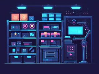 Neon Tech Server Room