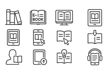 Modern vector illustration showcasing digital reading options across various devices and formats for book lovers