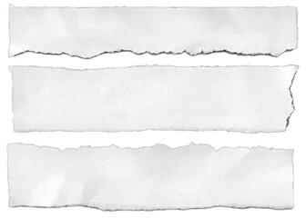 Crumpled strips of torn paper texture with ripped edges isolated for message background and note...