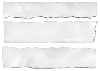 Crumpled strips of torn paper texture with ripped edges isolated for message background and note clipart.