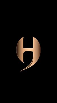 Sleek golden h9 logotype merging letter h and number nine against dark backdrop