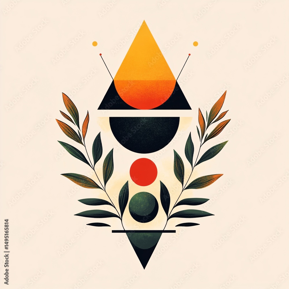 Leinwandbilder geometric and organic shapes creating a balanced and harmonious composition, blending nature and des
