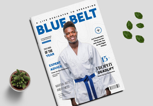 Modern Martial With Blue Belt Fitness Magazine Cover Design Layout
