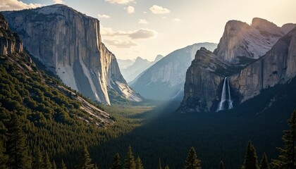 Majestic Yosemite Valley Vista: El Capitan, Bridalveil Fall, and Evergreen Forests