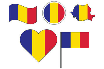 Fototapeta premium set of badges with flag of Romania vector illustration