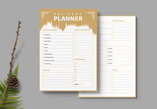 Pet Care Planner Design Layout