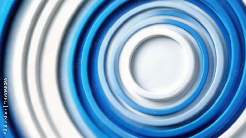 Poster pulsating blue and white circles of different sizes create a hypnotic effect