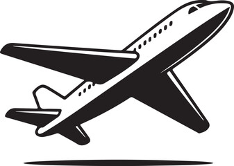 Airplane passenger travel silhouette icon. Aeroplane vector icon aircraft isolated symbol shape