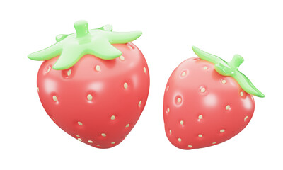 Realistic 3D Tempting Red Strawberry, with transparent background. Suitable for many purposes.