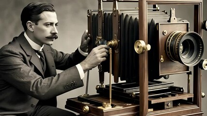 Vintage Photographer Capturing Moments with Antique Camera
