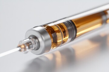 Close-up of a medical syringe