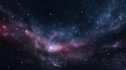 Obraz premium Vast and Mystical Cosmic Space Scene with Stars, Nebulae, and Colorful Galaxy in Deep Black Sky