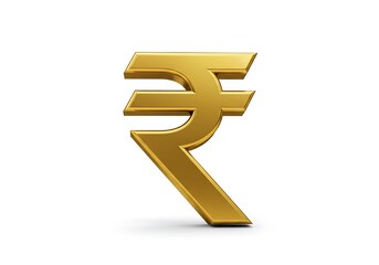 Isolated golden indian rupee symbol on a white background