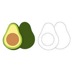 Cartoon Coloring Art Digital  Avocado Fruit Vectors Illustration 