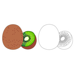 Cartoon Coloring Art Digital  Kiwi Fruit Vectors Illustration 