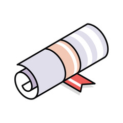 An editable isometric icon representing degree certification