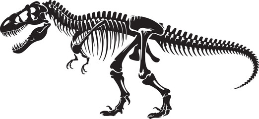 T rex dinosaur skeleton negative space silhouette illustration © Masud