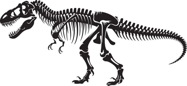 T rex dinosaur skeleton negative space silhouette illustration