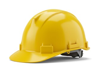 Fototapeta premium Yellow hard hat, safety equipment for construction workers on white background