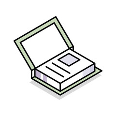 A visually appealing isometric outline icon of handbook