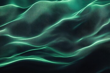 Obraz premium Abstract digital design with shimmering emerald waves.