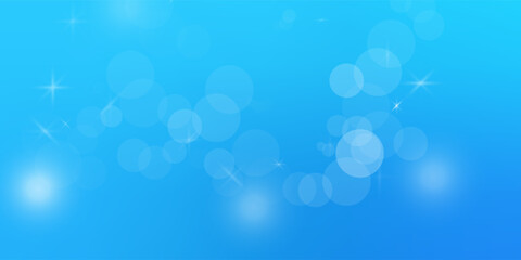 Blue Abstract Background with Bokeh Lights and Sparkling Star Effects. vector Illustration