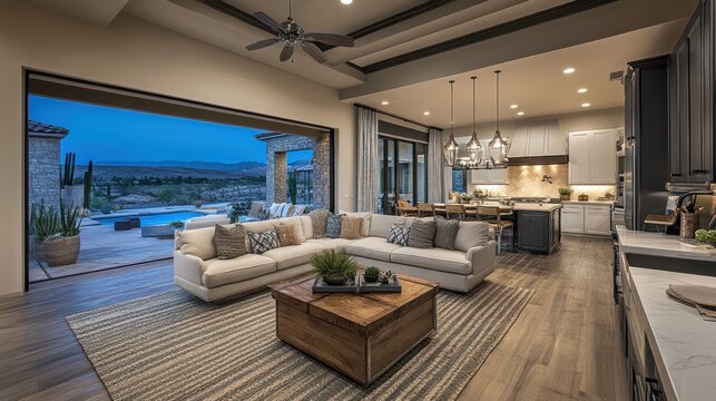 Open-concept living area with stunning views
