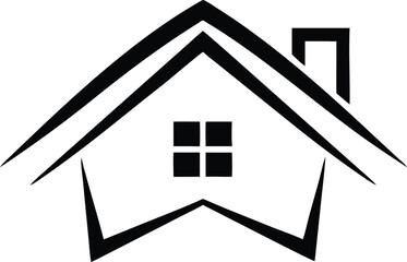 Basic house outline logo design with roof and walls in black silhouette