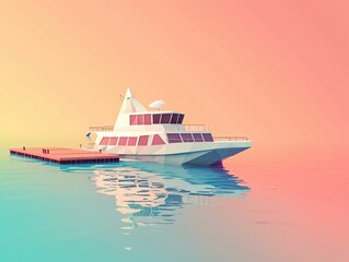Low Poly Yacht at Sunset