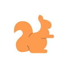 Symmetrical rendition of stylized squirrel figure with elongated tail silhouette