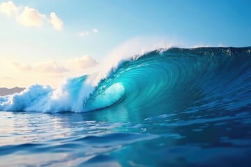 Ocean-inspired wave design, calming blue hues, pattern, flowing