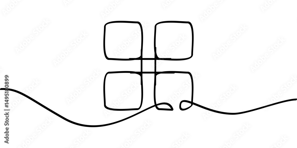 Poster continuous line drawing of menu button symbol. abstract line art illustration