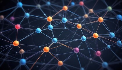 Abstract Neural Network Connection with Colorful Spheres and Thin Lines