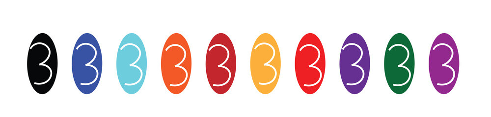Numbers icon set on white background. icon set on white background.
