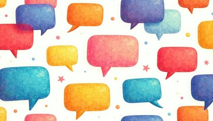 Seamless pattern of colorful speech bubbles on white background, seamless, vector, speech bubble